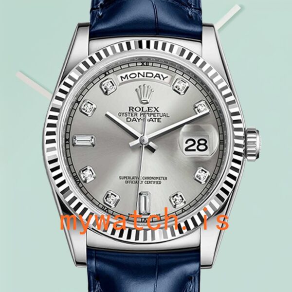 Rolex Day-Date Men’s M118139-0081 36mm Silver-tone Leather Strap: A Timeless Elegance
