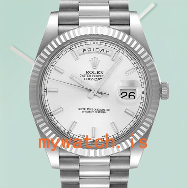 Rolex Day-Date Men’s 41mm 218239 Silver-tone: Genuine vs. Replica